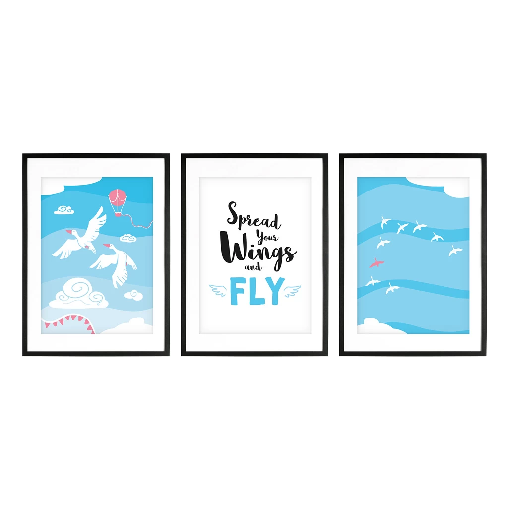 Poster Für Babyzimmer: A4 3er-Set Mit Gänse Illustration Und Spruch "Spread Your Wings And Fly" 6 Poster Für Babyzimmer: A4 3er-Set Mit Gänse Illustration Und Spruch "Spread Your Wings And Fly" – Bild 6