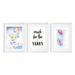 Kinderzimmer Poster Weltraum: A4 3er-Set Mit Motiv "Hase Mit Ballons" -Kullaloo poster 3er set hase weltraum aquarell 11