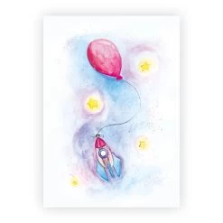 Kinderzimmer Poster Weltraum: A4 3er-Set Mit Motiv "Hase Mit Ballons" -Kullaloo poster 3er set hase weltraum aquarell 6