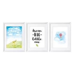 Bilder Für Kinderzimmer: A4 3er-Set Mit Aquarell Motiv "Hase Träumt Auf Wiese" -Kullaloo poster 3er set hase wiese aquarell 10