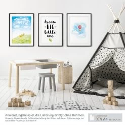 Bilder Für Kinderzimmer: A4 3er-Set Mit Aquarell Motiv "Hase Träumt Auf Wiese" -Kullaloo poster 3er set hase wiese aquarell 7