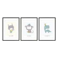 Poster Kinderzimmer Skandinavisch: A4 3er-Set Mit Affe, Hase Und Dinosaurier -Kullaloo poster 3er set just be yourself 3