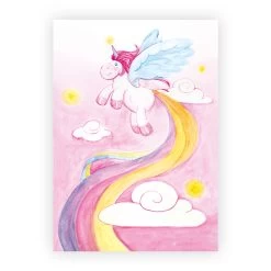A3 Babyzimmer Poster: Aquarell Einhorn "LADY LU"