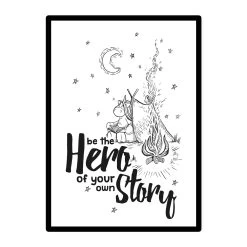 A3 Kinderposter Einhorn "Be The Hero Of Your Own Story" In Schwarz-weiß -Kullaloo poster A3 einhorn zelt ink 2