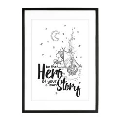 A3 Kinderposter Einhorn "Be The Hero Of Your Own Story" In Schwarz-weiß -Kullaloo poster A3 einhorn zelt ink 3