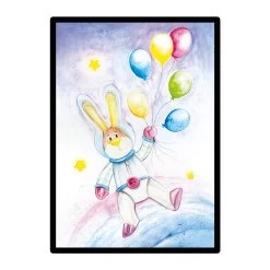 A3 Kinderzimmer Poster: Aquarell "Hase Mit Ballons Im Weltraum" 9 A3 Kinderzimmer Poster: Aquarell "Hase Mit Ballons Im Weltraum" -Kullaloo poster A3 hase weltraum aquarell 2
