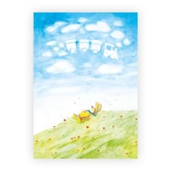 A3 Kunstdruck Kinderzimmer: Aquarell "Hase Träumt Auf Wiese"