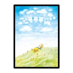 A3 Kunstdruck Kinderzimmer: Aquarell "Hase Träumt Auf Wiese" -Kullaloo poster A3 hase wiese aquarell 2