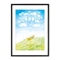 A3 Kunstdruck Kinderzimmer: Aquarell "Hase Träumt Auf Wiese" -Kullaloo poster A3 hase wiese aquarell 3