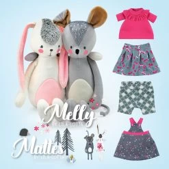 Kombi-Paket Schnittmuster Kuscheltiere "MELLY & MATTES" By Lila-Lotta + Puppenkleidung