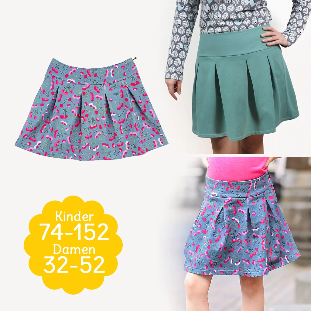 Retro Rock Nähen Mit Schnittmuster Faltenrock "GISELA" Für Kinder Und Damen 1 Retro Rock Nähen Mit Schnittmuster Faltenrock "GISELA" Für Kinder Und Damen