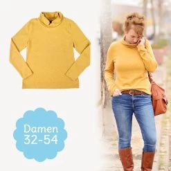 Damen Langarmshirt Nähen Im Rolli-Stil Mit Schnittmuster „RENATE“