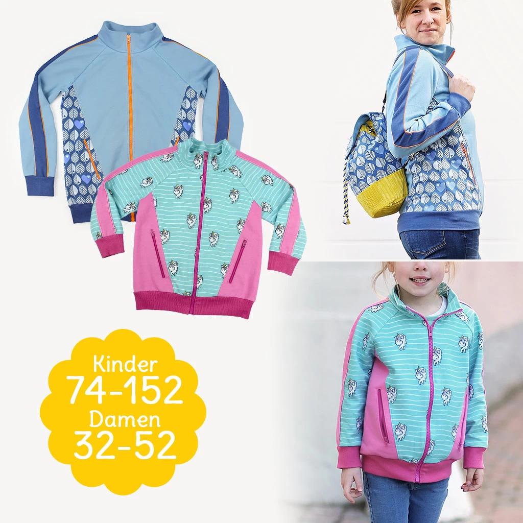 Schnittmuster Sweatshirtjacke "BERND" Für Damen Und Kinder 1 Schnittmuster Sweatshirtjacke "BERND" Für Damen Und Kinder