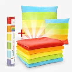 Nähgarn-Set + Stoffpaket "Regenbogen", Inkl. Schnittmuster Für Streifenkissen