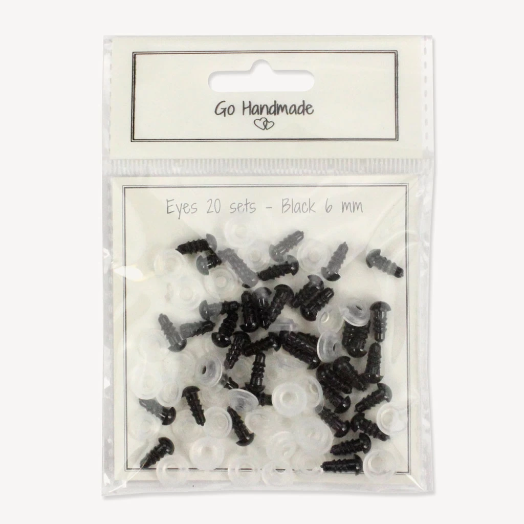 Sicherheitsaugen Schwarz 6 Mm, Set Mit 20 Paar – Go Handmade 2 Sicherheitsaugen Schwarz 6 Mm, Set Mit 20 Paar – Go Handmade – Bild 2