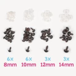 Sicherheitsaugen Set Braun 8-14 Mm, Mix Mit 18 Paar – Go Handmade