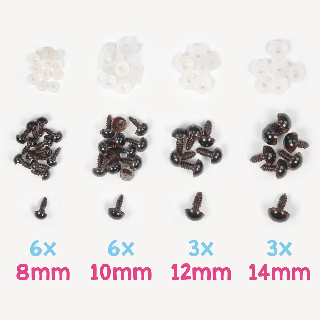 Sicherheitsaugen Set Braun 8-14 Mm, Mix Mit 18 Paar – Go Handmade 1 Sicherheitsaugen Set Braun 8-14 Mm, Mix Mit 18 Paar – Go Handmade