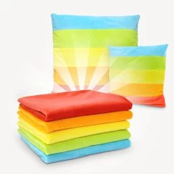 Stoffpaket "Regenbogen" Mit 5 Farben à 60x75 Cm, Inkl. Schnittmuster Für Streifenkissen